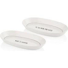 aklow akyoleticaret Daily Tunes Oval Servis Tabağı, 29 Cm, 2'li Set