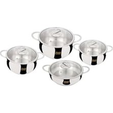 aklow akyoleticaret Asi 8 Parça Çelik Tencere Takımı Metal Saplı