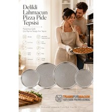 aklow akyoleticaret 4'lü Set Delikli Pizza Tepsisi; 17 cm ve 22 cm Paslanmaz Çelik Lahmacun Pide Tabağı, Kişisel Porsiyon Çıtır Pişirme Seti 721570