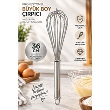 Syn Aksesuar 36 cm Büyük Boy Paslanmaz Çelik Çırpıcı – Profesyonel Yumurta, Krema, Sos ve Hamur Çırpma Teli