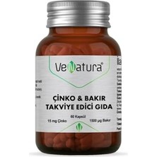 aklow akyoleticaret Çinko & Bakır Takviye Edici Gıda 60 Kapsül 1 Paket (1 x 1 Adet)