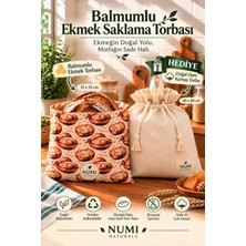 NUMI Naturals Balmumlu Ekmek Saklama Torbası – 35x35 cm | Doğal Ham Kumaş Torba Hediyeli