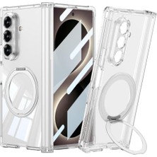 aklow akyoleticaret Samsung Galaxy Z Fold 7 Uyumlu Şeffaf Sert Pc Kılıf; M-Safe Şarj Desteği ve Yüzük Standı