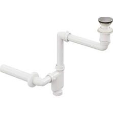 aklow akyoleticaret Smart Pop-Up Sifon, Taşma Deliksiz Krom +Comfort Yer Kazandıran Lavabo Sifonu -2 Parça Set