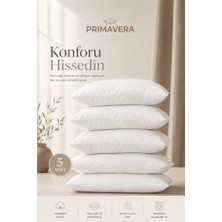 aklow akyoleticaret Silikonize Elyaf Dolgulu Uyku Yastığı, 5'li Set, 800 G, Beyaz