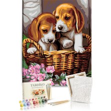 Tabdiko Sayılarla Boyama Seti 40 x 50 cm Tuval Şasesine Gerili Yavru Köpekler