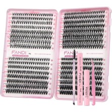 aklow akyoleticaret 640 Adet 30+40+50+60D Bireysel Küme Kirpik Seti, D Kıvrık; Yapıştırıcı, Sökücü, Pense ve Fırça
