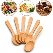 aklow akyoleticaret 6'lı Küçük Ahşap Kaşık Seti, 15 Cm, Doğal Ahşap, Isıya Dayanıklı