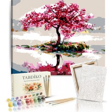 Tabdiko Sayılarla Boyama Seti 40 x 50 cm Tuval Şasesine Gerili Yalnız Ağaç