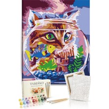 Tabdiko Sayılarla Boyama Seti 40 x 50 cm Tuval Şasesine Gerili Kedilerin Dünyası