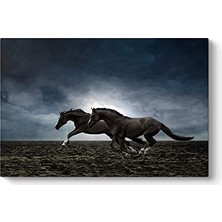 aklow akyoleticaret Koşan Siyah Atlar Tablosu, 125 x 80