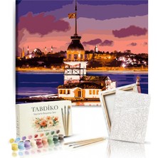 Tabdiko Sayılarla Boyama Seti 40 x 50 cm Tuval Şasesine Gerili Kız Kulesi