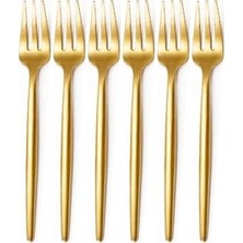 aklow akyoleticaret Çelik Fondü Çatalı Seti, Altın Kaplama, Sarı, 13 Cm, 6 Parça