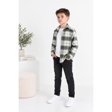 Merdia Kids Kareli Önü Düğmeli Erkek Çocuk Oduncu Gömleği