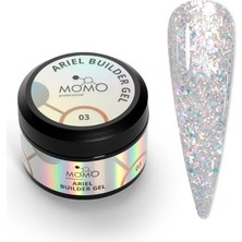 aklow akyoleticaret Nail Art Için Holografik Builder Gel Protez Tırnak Jeli, No.03, Şeffaf Turuncu Sarı Simli, 10 G
