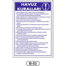 aklow akyoleticaret Havuz Kuralları Uyarı Ikaz Levhası, Pvc, Kolay Montaj, Iş Yeri ve Apartman Uyumlu Tabelası