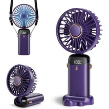 aklow akyoleticaret Taşınabilir El Vantilatörü, Tip-C Şarj Edilebilir, LED Ekranlı 4000 Mah Pille Çalışan Fan, 90° Katlanır, 5 Hızlı Rüzgar, Elde Taşınabilir/boyun/masa 3'ü 1 Arada Kişisel Küçük Fan, Kadınlar Için