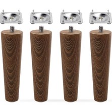 aklow akyoleticaret Ceviz Ahşap Mobilya Ayağı, 12 Cm, M8 Civatalı Bağlantı Aparatlı, 4 Adet