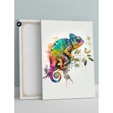 aklow akyoleticaret PSTER919 Renkli Bukalemun Hayvan Kanvas Tablo 30 x 40