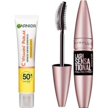 aklow akyoleticaret C Vitamini SPF50 Görünmez Dokulu Yüz Kremi 40 ml ve Intense Black Maskara