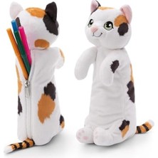 Şanal Nıcı 61268 Kalem Kutusu, Kedi, Şans Kedisi, 12 x 12 x 25 Cm, Kız Çocukları ve Kadınlar, Okul Çantası, Ofis Veya Kozmetik Kutusu, Yumuşak Pelüş Yavru, Beyaz