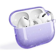 aklow akyoleticaret Apple Airpods Pro 2 ile Uyumlu Allstar Airbag 32 Parlayan Simli Saydam Renkli Kılıf Mor