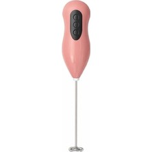 aklow akyoleticaret Mini Pembe El Tipi Süt Köpürtücü, 3 Hız Ayarlı, Paslanmaz Çelik Çırpıcı Başlıklı