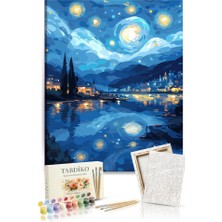 Tabdiko Sayılarla Boyama Seti 40 x 50 cm Tuval Şasesine Gerili Yıldızlı Geceler