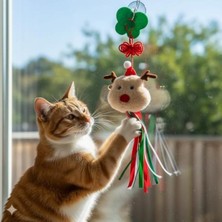 Şanal Noel Temalı Kedi Oyuncağı - Renkli Ip Püsküllü ve Zilli