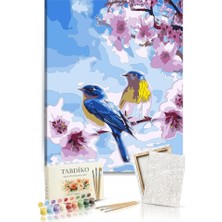 Tabdiko Sayılarla Boyama Seti 40 x 50 cm Tuval Şasesine Gerili Bahar Dalında Kuşlar