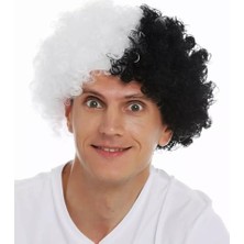 aklow akyoleticaret Siyah Beyaz Kıvırcık Afro Bonus Taraftar Peruğu