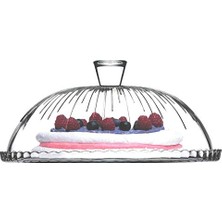 aklow akyoleticaret 32 cm Desenli Cam Kek Standı ve Cloche Kapağı