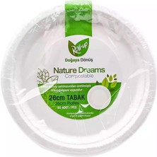 aklow akyoleticaret Roll-Up Nature Ekolojik Karton Kağıt Tek Kullanımlık Tabak - 26 Cm. - 50 Adetlik 1 Paket