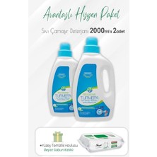 aklow akyoleticaret 2 L x 2 Adet Sıvı Çamaşır Deterjanı ve Easy Clean Yüzey Temizlik 100'LÜ