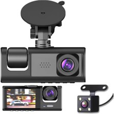 aklow akyoleticaret 3 Kameralı Araç Içi Kamera, 1296P Superhd, 170° Ön, 120° Kabin Içi ve Arka Geri Vites Kamerası, Wifi, Gece Görüşü, Döngüsel Kayıt, G-Sensörlü, 362