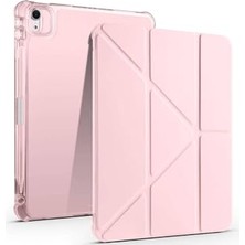 aklow akyoleticaret iPad Air 11 2025 M3 Sbt Tri Folding Kalem Bölmeli Standlı Kılıf, Rose Gold 2