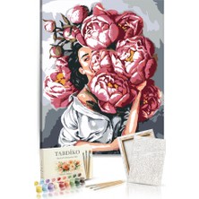 Tabdiko Sayılarla Boyama Seti 40 x 50 cm Tuval Şasesine Gerili Çiçekli Kadın