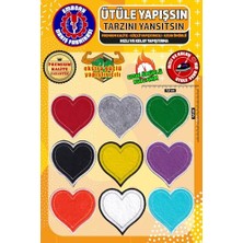aklow akyoleticaret Ütü ile Yapışan Arma Yama, Renkli Kalp Set (9 Adet) Ütüyle Yapışan Nakış Dokuma Aplike Patch