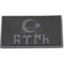 aklow akyoleticaret Göktürkçe Yazılı Türk Bayrağı Peç Arma (Siyah)