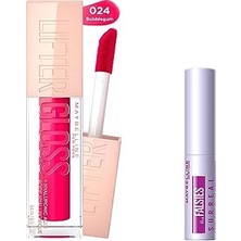 aklow akyoleticaret Lifter Gloss Nemlendirici Dudak Parlatıcısı 24 Bubblegum ve Mini Falsies Surreal Maskara 4.7 ml Makyaj Seti