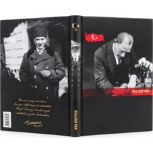 Coverzone Atatürk Defteri Ata Defter, 17X24 cm Sert Kapak Ciltli Çizgili Not Defteri, Ivory Krem Sayfalar, Atatürk Fotoğrafları ve Sözleri, Özel Tasarım, ATA02