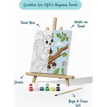 Tabdiko Sevimli Sincap Temalı Çocuk Boyama Tuvali – Şövaleli Eğitici Boyama Seti 20X20 cm