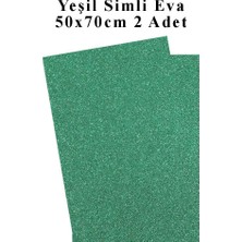 aklow akyoleticaret Yeşil Simli Eva 50X70 cm 2 Adet Simli Eva Süngeri Okul Kreş Anasınıfı Elişi Etkinlikleri