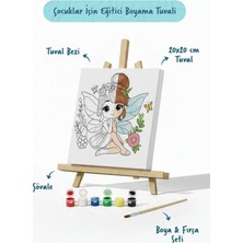 Tabdiko Sevimli Peri Temalı Çocuk Boyama Tuvali – Şövaleli Eğitici Boyama Seti 20X20 cm