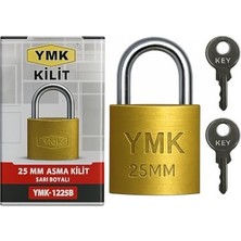 aklow akyoleticaret Paslanmaz Çelik Sarı 25 mm Yuma Ymk Asma Kilit, Sağlam Döküm Gövdeli, Yedek Anahtarlı, Yüksek Güvenlikli, Kulplu, Korozyon Dirençli, Kapı, Depo, Dolap ve Bahçe Kilidi Kısa