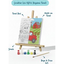 Tabdiko Çiftlik ve Kamyon Temalı Çocuk Boyama Tuvali – Şövaleli Eğitici Boyama Seti 20X20 cm