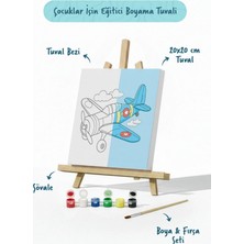Tabdiko Uçak Temalı Çocuk Boyama Tuvali – Şövaleli Eğitici Boyama Seti 20X20 cm