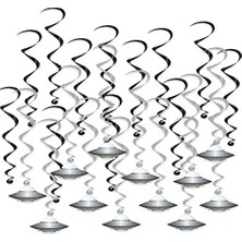 aklow akyoleticaret 24 Parça Uçan Tabak Whirls Dış Mekan Süslemesi, Uzaylı Parti Malzemeleri, Asılı Spiraller, 44,5 cm - 63,5 Cm, Siyah/gümüş/beyaz/mavi/yeşil