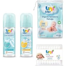 aklow akyoleticaret Bebek Kolonyası 150 Ml, Bebek Pamuğu 60ADET ve Kulak Çubuğu 60 Adet Seti