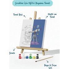 Tabdiko Astronot ve Uzay Temalı Çocuk Boyama Tuvali – Şövaleli Eğitici Boyama Seti 20X20 cm